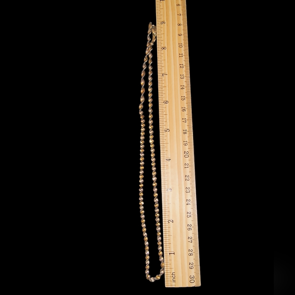Danecraft Sterling Silver & Gold Plated Twisted Herringbone Necklace Chain - Picture 7 of 10